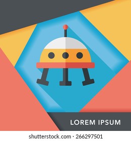 Space UFO flat icon with long shadow, eps10