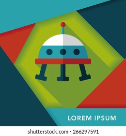 Space UFO flat icon with long shadow, eps10