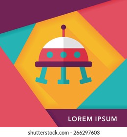 Space UFO flat icon with long shadow, eps10