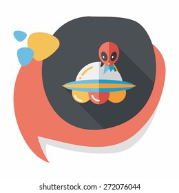 Space UFO flat icon with long shadow, eps10