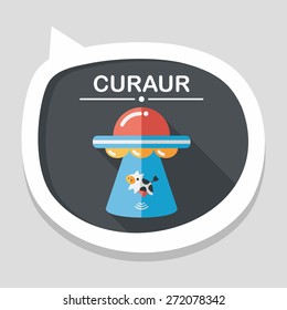 Space UFO flat icon with long shadow, eps10