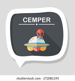 Space UFO flat icon with long shadow, eps10