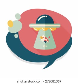 Space UFO flat icon with long shadow, eps10