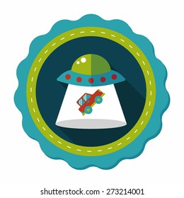 Space UFO flat icon with long shadow, eps10