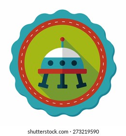 Space UFO flat icon with long shadow, eps10
