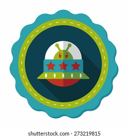 Space UFO flat icon with long shadow, eps10
