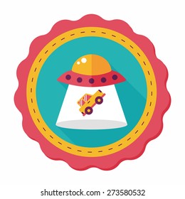 Space UFO flat icon with long shadow, eps10