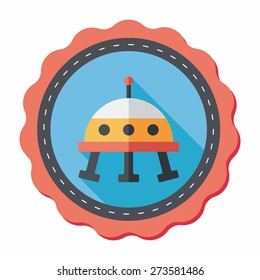 Space UFO flat icon with long shadow, eps10