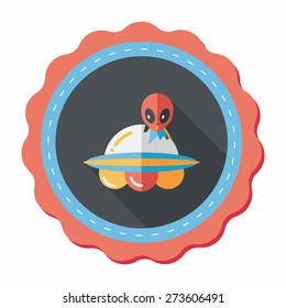 Space UFO flat icon with long shadow, eps10