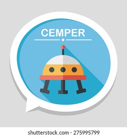 Space UFO flat icon with long shadow, eps10