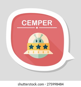Space UFO flat icon with long shadow, eps10