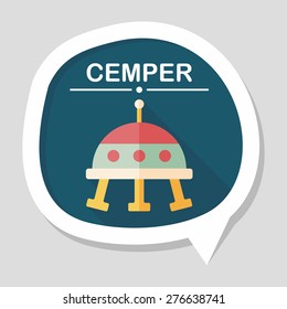 Space UFO flat icon with long shadow, eps10