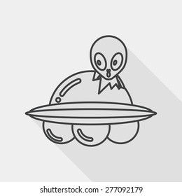 Space UFO flat icon with long shadow, eps10, line icon