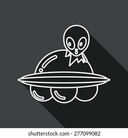 Space UFO flat icon with long shadow, eps10, line icon