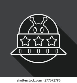 Space UFO flat icon with long shadow, eps10, line icon