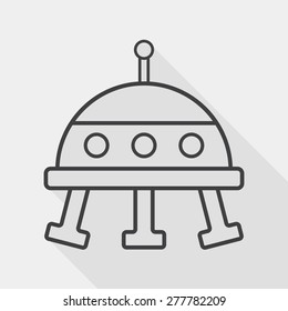 Space UFO flat icon with long shadow, eps10, line icon