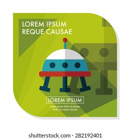 Space UFO flat icon with long shadow, eps10