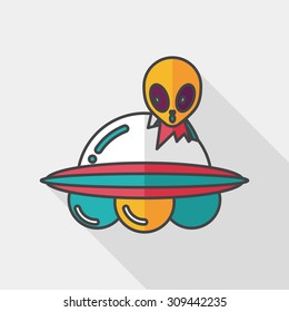 Space UFO flat icon with long shadow, eps10