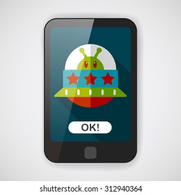 Space UFO flat icon with long shadow, eps10