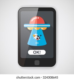 Space UFO flat icon with long shadow, eps10