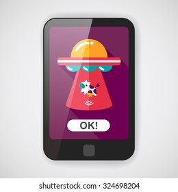Space UFO flat icon with long shadow, eps10