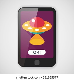 Space UFO flat icon with long shadow, eps10