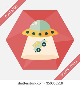 Space UFO flat icon with long shadow, eps10