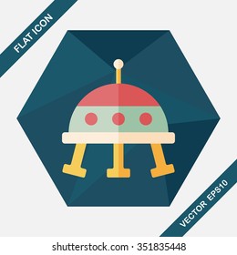 Space UFO flat icon with long shadow, eps10