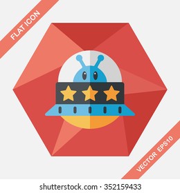 Space UFO flat icon with long shadow, eps10