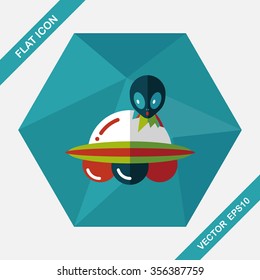 Space UFO flat icon with long shadow, eps10
