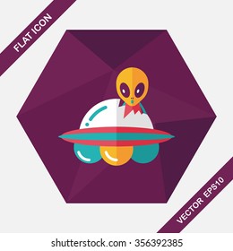Space UFO flat icon with long shadow, eps10