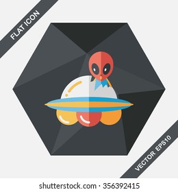 Space UFO flat icon with long shadow, eps10