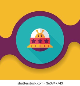 Space UFO flat icon with long shadow, eps10