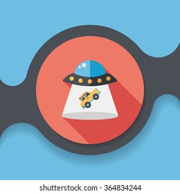 Space UFO flat icon with long shadow, eps10