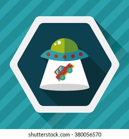 Space UFO flat icon with long shadow, eps10