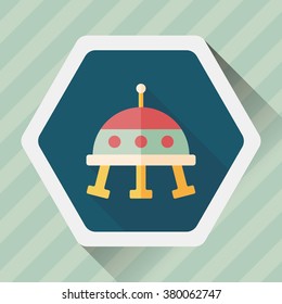 Space UFO flat icon with long shadow, eps10
