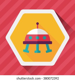 Space UFO flat icon with long shadow, eps10