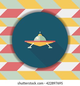 Space UFO flat icon with long shadow, eps10