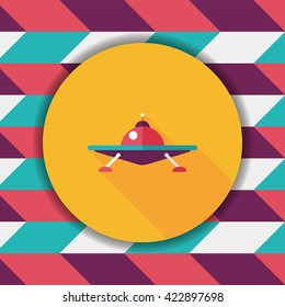 Space UFO flat icon with long shadow, eps10