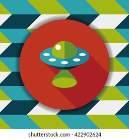 Space UFO flat icon with long shadow, eps10