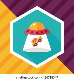 Space UFO flat icon with long shadow, eps10