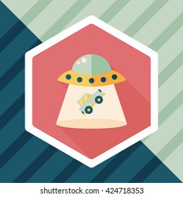Space UFO flat icon with long shadow, eps10