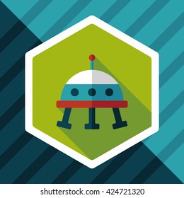 Space UFO flat icon with long shadow, eps10