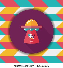 Space UFO flat icon with long shadow, eps10