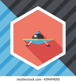 Space UFO flat icon with long shadow, eps10