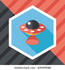 Space UFO flat icon with long shadow, eps10