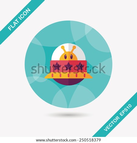 Space UFO flat icon with long shadow, eps10