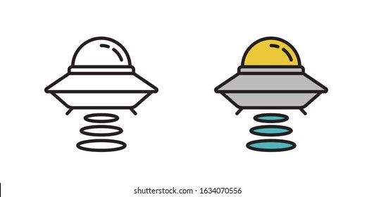 Space UFO icon on a white background. The line symbol. Vector illustration in flat style.