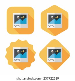 Space UFO photo flat icon with long shadow, eps10