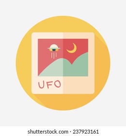 Space UFO photo flat icon with long shadow, eps10